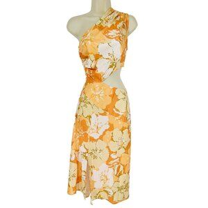 Alice Elle Maxi Dress One Shoulder Floral Orange Sleeveless Cut Out Size 6 NWT